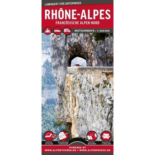 MoTourMaps Rhône-Alpes (Französische Alpen Nord) Auto- und Motorradkarte 1:300.000