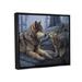 Loon Peak® Wolf & Cub Woodland Forest Framed Floater Canvas Wall Art By Daniel Smith Canvas in Gray | 17 H x 21 W x 1.7 D in | Wayfair