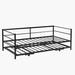 Latitude Run® Twin Size Metal Daybed w/ Adjustable Trundle Metal in Black | 27.8 H x 78 W x 81.5 D in | Wayfair BC61A9CAACF3435B94AF9078B4941BD4