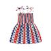 Baby Girls Independence Day Slip Dress American Flag Print Slip Dress Sleeveless Ruffle A-Line Princess Summer Dress