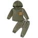 CenturyX 2Pcs Kids Toddler Baby Boy Fall Winter Outfits Set Long Sleeve Sweatshirt Hoodie Shirts Stipe Pants Clothes Suit