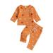 Halloween Toddler Baby Boy Girl Linen Outfits Pumpkin Long Sleeve Shirt Tops with Pants Set Kids Summer Clothes