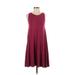 Ann Taylor LOFT Casual Dress - A-Line High Neck Sleeveless: Burgundy Print Dresses - Women's Size X-Small