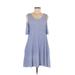 Ces Femme Casual Dress - A-Line Scoop Neck Short sleeves: Blue Print Dresses - Women's Size Medium