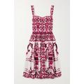Dolce & Gabbana - Pleated Printed Cotton-poplin Dress - Pink