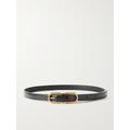 SAINT LAURENT - Snake-effect Leather Belt - Black