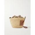 Loewe - + Paula's Ibiza Pochette Leather-trimmed Woven Raffia Shoulder Bag - Tan