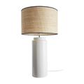 Lampe à poser en céramique émaillée blanche et abat-jour en raphia naturel H64 cm MAJES - Blanc