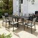 Pellebant 7 Pcs Patio Dining Set Aluminum Expandable Table and Chairs Set for 4-8 People Black