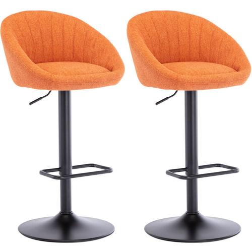 2er Set Barhocker Barstuhl aus Handtuchstoff Tresenhocker Höhenverstellbar für Kücheninsel, Orange