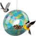 Topadorn Bird Feeders for Outdoors Hanging Bird Feeder Wild Bird Seed for Outside Feeders and Garden Decoration Yard for Bird Watchers Blue and Green Glass Mosaic 9 H