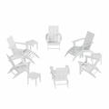 WestinTrends Ashore 12 Pieces Adirondack Chairs Set All Weather Poly Lumber Adirondack Chairs with Ottoman and Side Table Patio Conversation Outdoor Furniture Set White