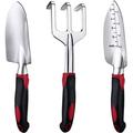 Garden Tools Set 3 Piece Heavy Duty Gardening Tools Cast Aluminum with Soft Rubberized Non-Slip Handle Durable Garden Hand Tools Garden Gifts for Men Women