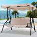 Outdoor Porch Swing Chair 2-3 Person Patio Swing with Adjustable Canopy& Removable Cushion Hanging Swing Glider Chair for Patio Backyard Poolside and Garden (Beige)