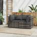 OWSOO Patio Corner Sofas with Cushions 2 pcs Gray Poly Rattan