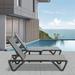 Patio Aluminum Chaise Lounge Set of 3 with Adjustable Back and Table