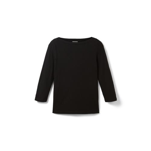 TOM TAILOR Damen 3/4 Arm Shirt mit Bio-Baumwolle, schwarz, Uni, Gr. L