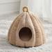 With Cushion Cozy Sleeping Bed Pet Nest For Small Cats Dogs Kitten Cave Pumpkin Pet Supplies Cat House Dog Kennel Cat Bed BEIGE L40XW40XH38CM