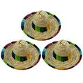 3pcs Puppy Straw Hat Mexico Straw Pet Hat Decorative Dog Hat Pet Headdress