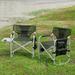Oversized Camping Portable Aluminum Directors Chair Padded Folding Directors Chair with Side Table Storage Pockets Outdoor Camping Picnics and Fishing (Black 2 Green)