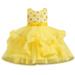 safuny Girls s Party Gown Birthday Dress Clearance Lace Flower Bowknot Lovely Holiday Comfy Fit Round Neck Mesh Tiered Swing Hem Vintage Princess Dress Sleeveless Yellow 2-10Y