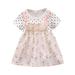 Rovga Casual Dresses For Girls Kids Short Sleeved Dress Casual Dress Summer Thin Style Polka Dot Floral Dress Party Birthday Girl Dress