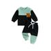 Sunisery Toddler Kid Boys 2pcs Tracksuit Outfits Long Sleeve Color Block Crewneck Pullover Sweatshirt Top+Sweatpants Sweatsuit