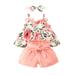 ZMHEGW Party Dresses For Toddler Girls Baby Skirt Shorts Cover Turn S Sleeveless Off The Shoulder Floral Bow Top Lace Up Shorts Sun Dress