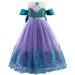 safuny Girls s Party Gown Birthday Dress Clearance Sea Sequin Pearl Comfy Fit Mesh Swing Hem Holiday Princess Dress Lovely Cold Shoulder Sleeve Round Neck Vintage Multi-color 8-9 Years