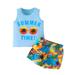 Baby Boy Summer Shorts Set Letter Tank Top Stretch Waist Shorts Little Boys Beach Outfits Casual Hawaiian Clothes