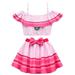 KAWELL Princess Peach Swimsuits for Girls 2-Piece Bathing Suit Tankini Swimwear for Kids Party Dress Up