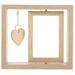 Double Sided Rotating Wood Picture Frame Rotating Wood Photo Frame with Heart Pendant