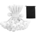 Ball Bungee Cords 50 Packs 6Inch White Heavy Duty Bungee Cords with Storage Bags Weather Resistant Tie Down Cord for Camping Tents Canopy Holding Wire and Hoses(White)