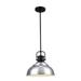 Home Decorators Collection Shelston 13 in. 1-Light Chrome and Black Farmhouse Pendant Light Fixture with Metal Shade