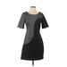 Weston Wear Casual Dress - Mini Scoop Neck Short sleeves: Black Stripes Dresses - Women's Size Small