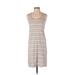 Ann Taylor LOFT Casual Dress - Shift Scoop Neck Sleeveless: White Color Block Dresses - Women's Size Small