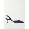 Manolo Blahnik - Carolyne 50 Suede Slingback Pumps - Navy