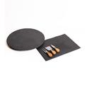Cheese Serving Set including Slate Serving Turntable, Slate Platter and 3x Cheese Knives