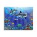 Stupell Industries Au-485-Canvas Underwater Sea Life Scene Dolphins On Canvas by Interlitho Painting Canvas in Blue/Red/Yellow | Wayfair