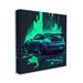 Stupell Industries Aw-275-Canvas Urban Sports Car Neon Graffiti On Canvas by CyberGeek Design Graphic Art Canvas in Black/Blue/Green | Wayfair