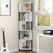 Wade Logan® Besnike 68"H x 14"W Open Display Shelves Corner Wood Etagere Bookcase in White/Black | 68.8 H x 14 W x 13.6 D in | Wayfair