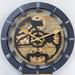 The Gears Clock Wall Clock 16" (39cm) convertible into Mantel Clock (detachable base) Wood in Yellow | 16 H x 16 W x 4 D in | Wayfair