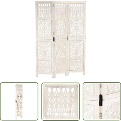 Maison Chic - The Living Store 3tlg. Raumteiler Handgeschnitzt Weiß 120×165cm Mango Massivholz Image