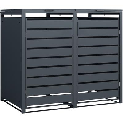 Mülltonnenbox WESTMANN "Kubus", grau (anthrazit), B:132cm H:116cm T:80cm, Stahl, Aufbewahrungsboxen, Platz für 2x240 L M