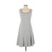 Kay Unger Casual Dress - A-Line: White Stripes Dresses - Women's Size 2