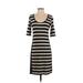 Max Studio Casual Dress - Sheath Scoop Neck 3/4 sleeves: Tan Print Dresses - Women's Size Small