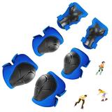 3 in 1 Blue Safety Pads Set for Kids 3-8 Years Old 6 Pcs Bike Protective Gear with Knee Pads Elbow Pads Wrist Guards Included for Skating Cycling Bike Skiing Scooter Outdoor Activities