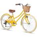 Glerc 24 inch Girls Cruiser Bike 6-Speed Women s Hybird Bicycle for Ages 7-11 Years Yellow