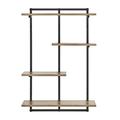 Danya B. Rhodes 4 Tier Modern Floating Windowsill Wall Shelf Unit with Black Metal Frame and Light Walnut MDF Shelves