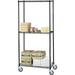 24 Deep x 24 Wide x 92 High 3 Tier Black Wire Shelf Truck with 1200 lb Capacity